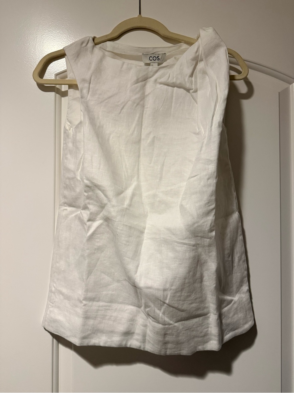COS TWISTED-DETAIL LINEN TOP Size 34